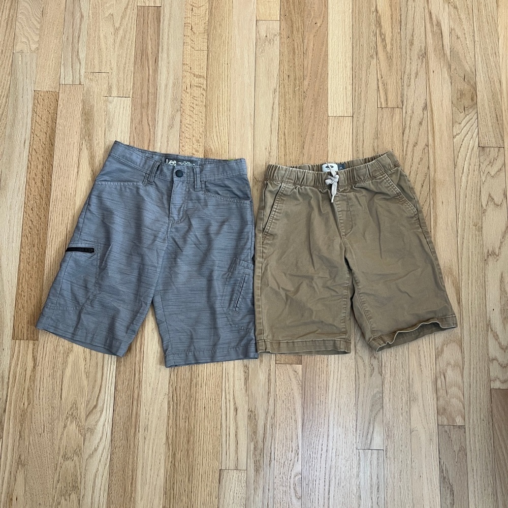 Lot of 2 Boys Shorts Gray Khaki 10/12